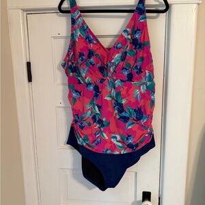Kohl's Pink and Blue Floral One-Piece Swimsuit
